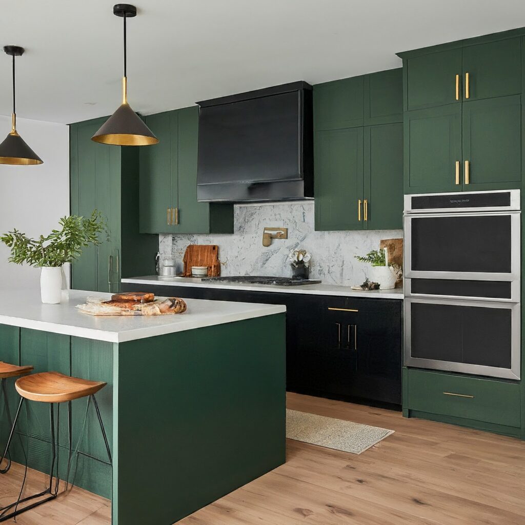 Kitchen Cabinet Trends in Green Color by Quartz Johor