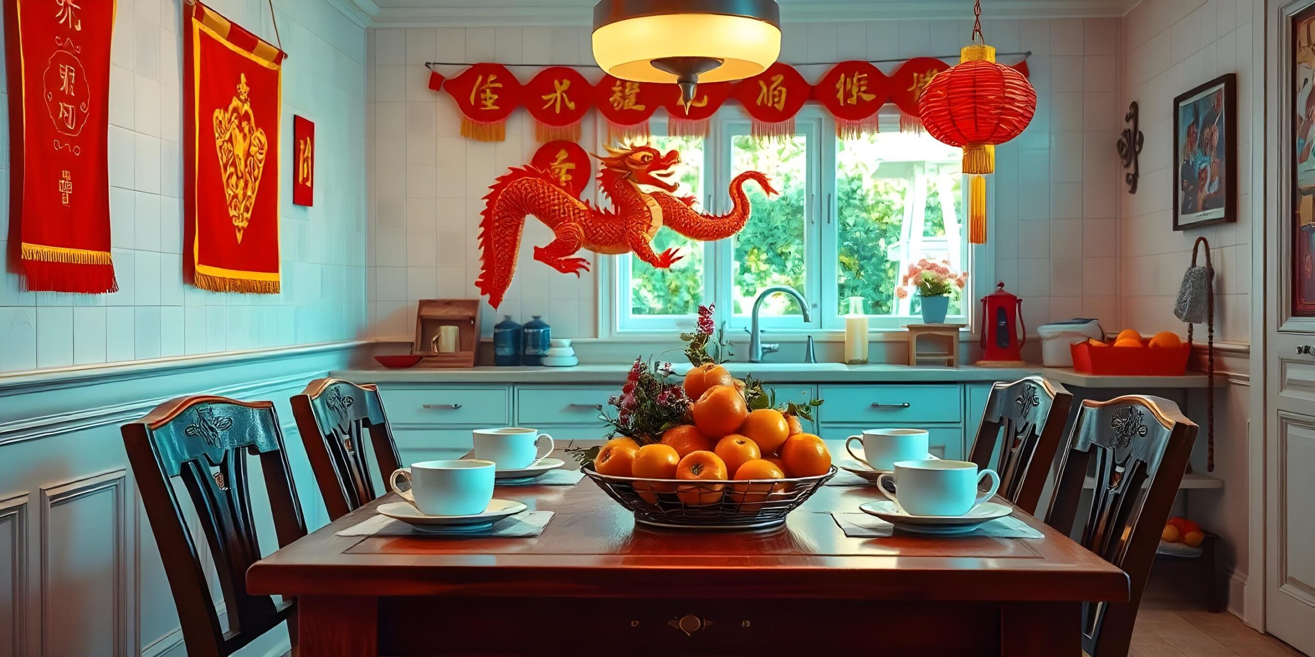 Chinese New Year Kitchen Decor, Festive Kitchen Decor, Lunar New Year Decor Elements